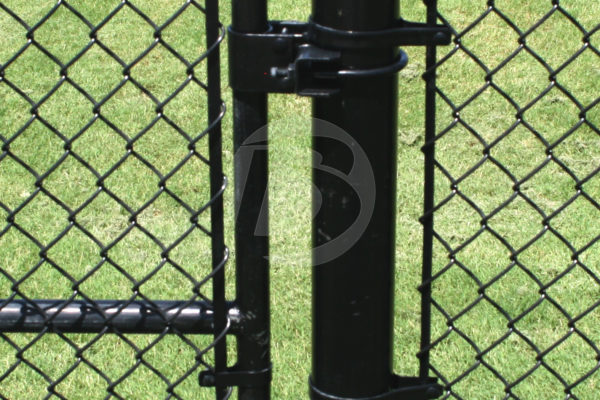 Black powdered coated gate fittings with black chain link