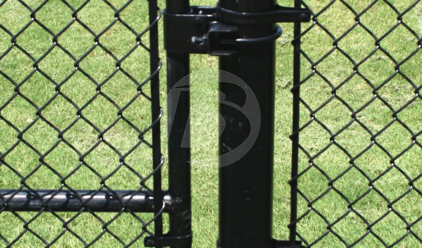 Black powdered coated gate fittings with black chain link