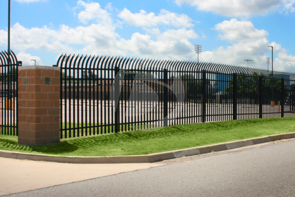 Black Impasse Security commercial Fence around a concrete parking lot