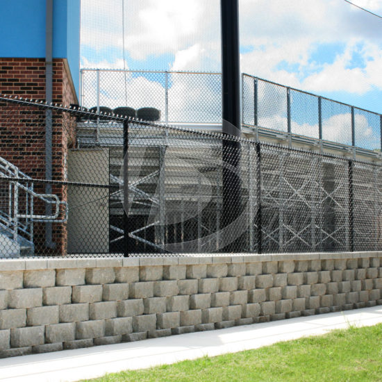 Black vinyl chainlink around a baseball stadium
