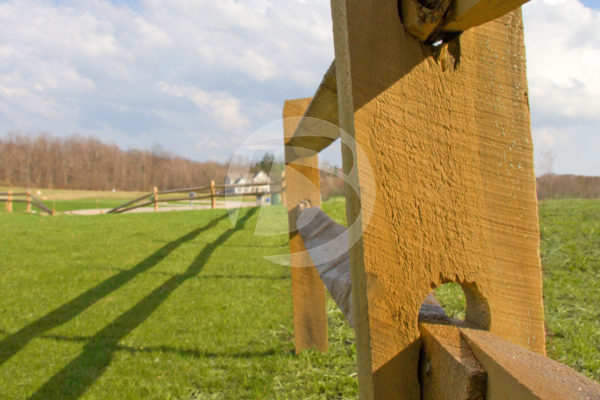 Traditional 2-rail split rail fencing around a farm