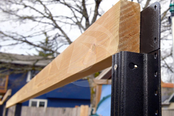 Lifetime Steel Post with wood fence rail