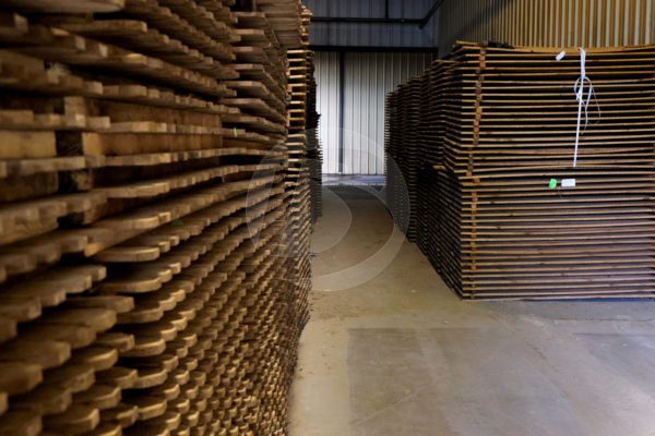 Stacked Wood Fencing Indoors