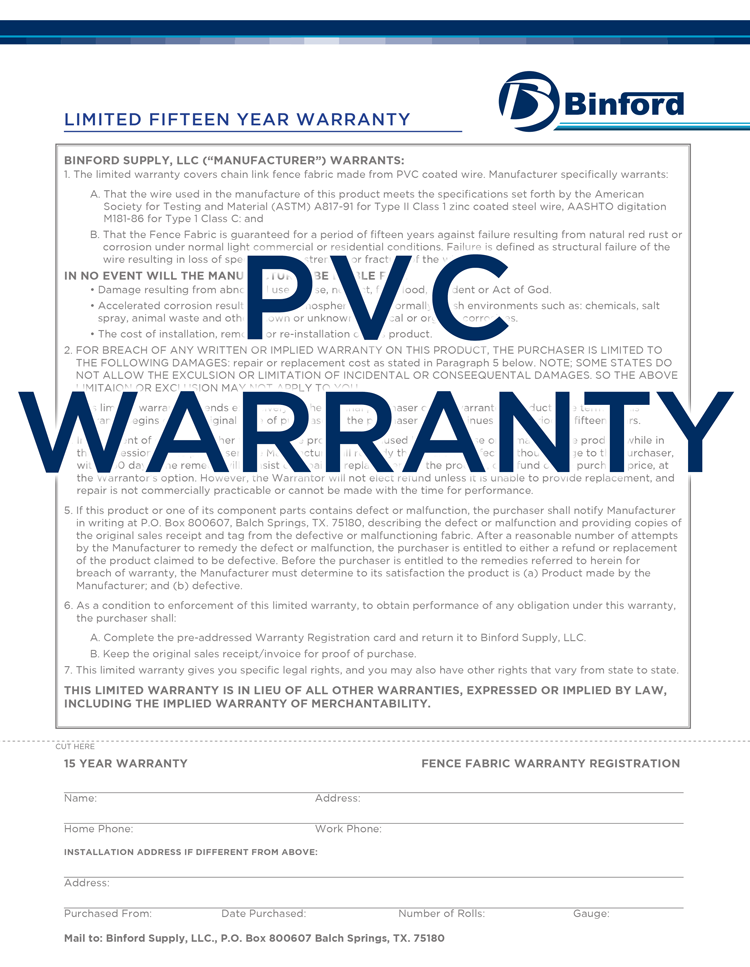 PVC Warranty