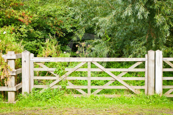 Wood Farm Gate with posts and gate hardware.