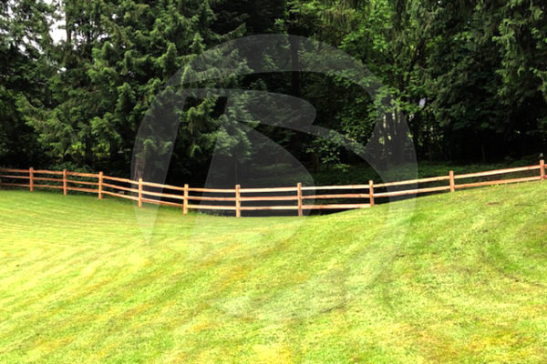 Cedar split rail full perimeter fence